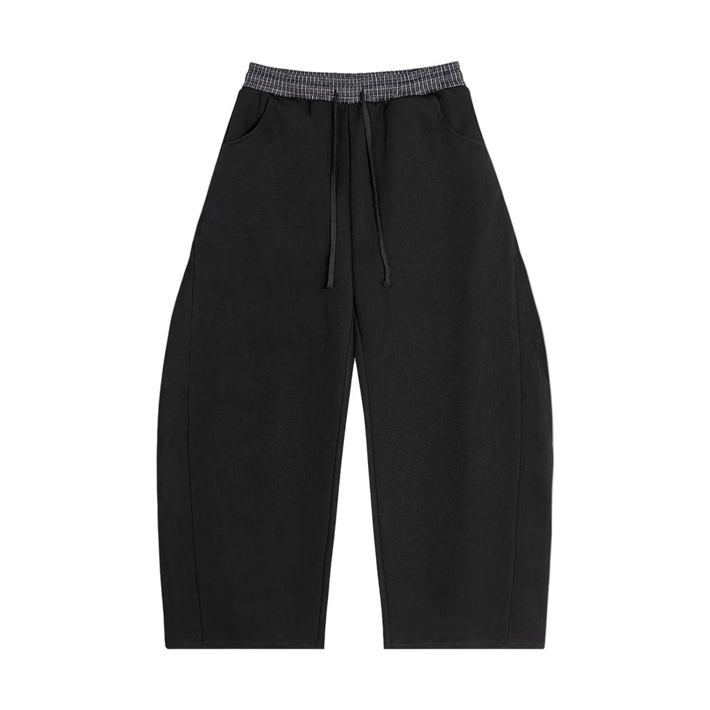 Unisex Loose Fit Patchwork Jogger Pants – Drawstring Sport Streetwear Pants