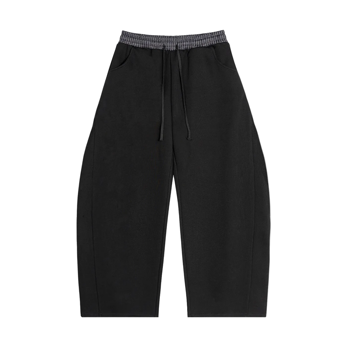 OZZY MIND: Contrast Plaid Waistband Barrel Sweatpants