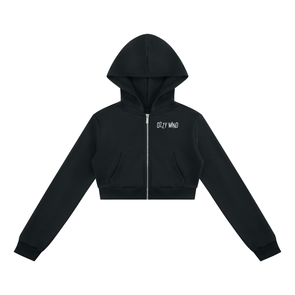 OZZY MIND: Women's Cropped Full Zip Hoodie