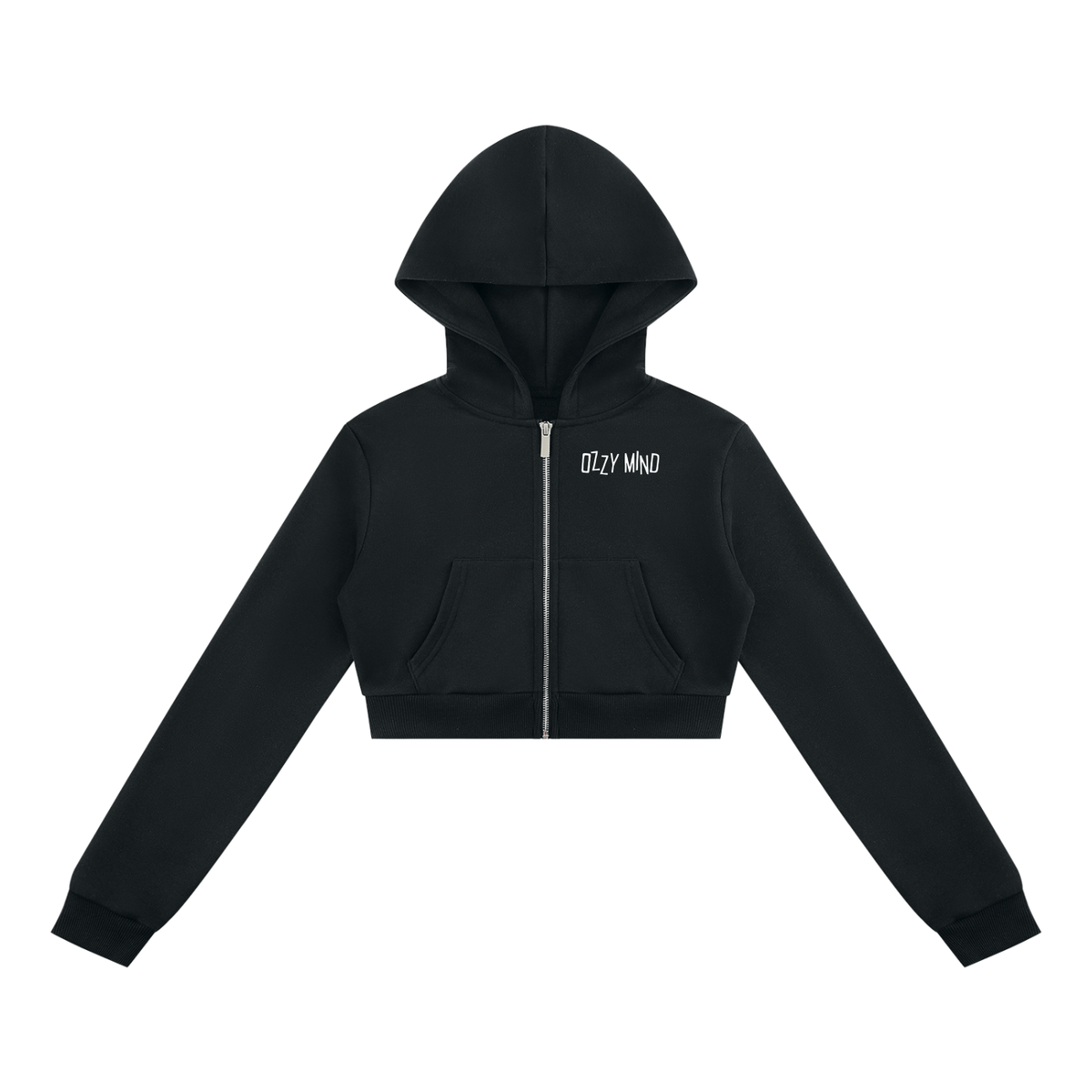 OZZY MIND: Women's Cropped Full Zip Hoodie