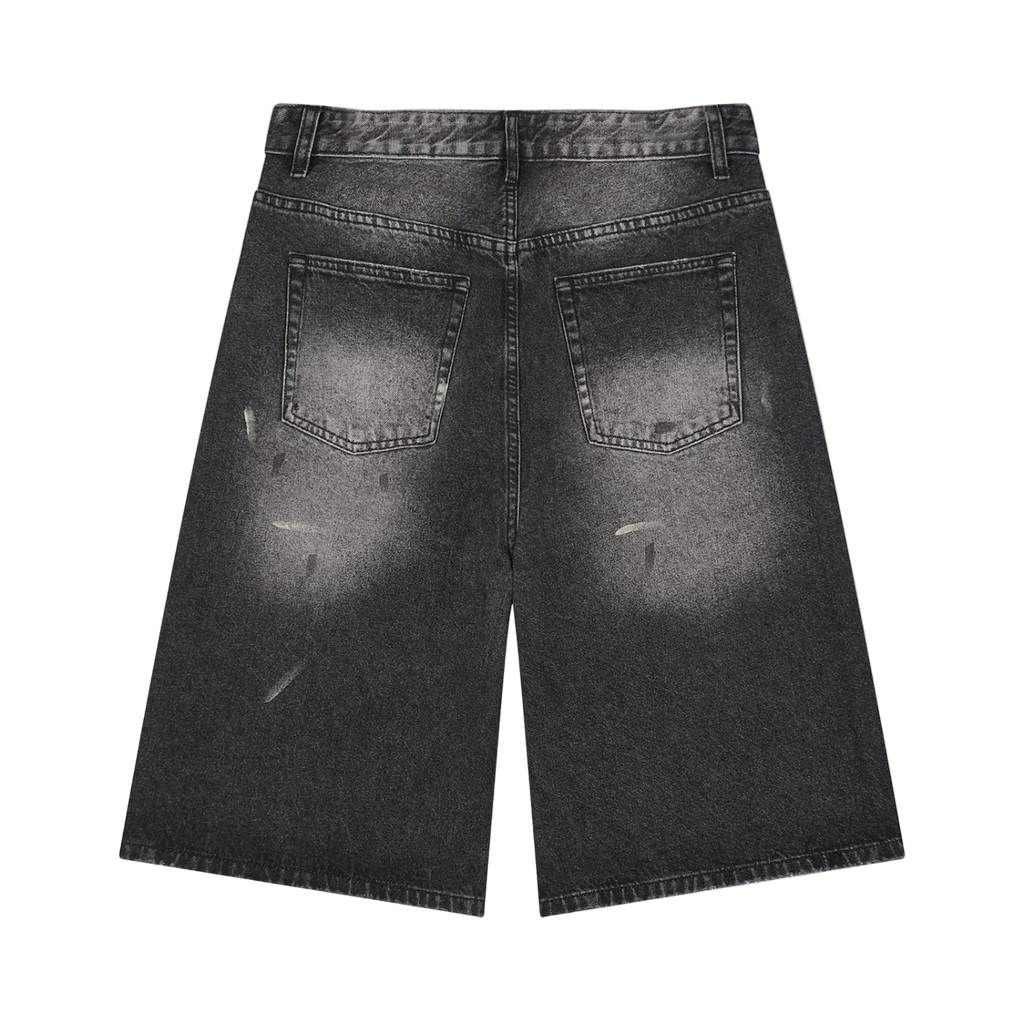 Men’s Vintage Wash Baggy Wide-Leg Denim Shorts