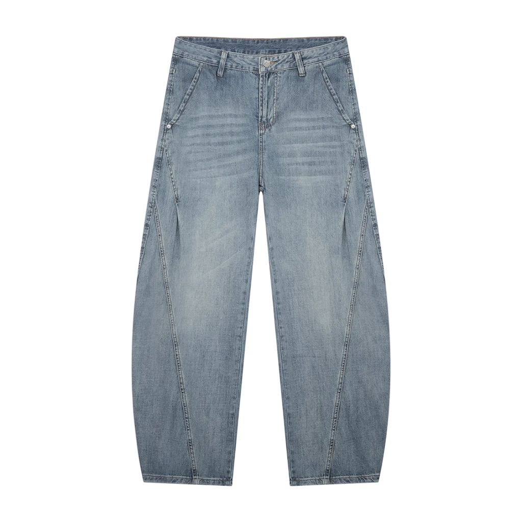 Lightweight Vintage Wash Loose Jeans | Breathable Summer Denim
