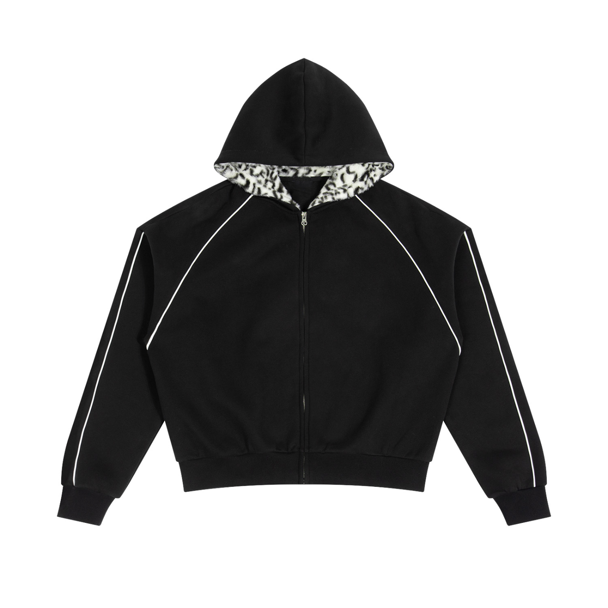 OZZY MIND: Unisex Boxy Fleece Piping Full Zip Hoodie