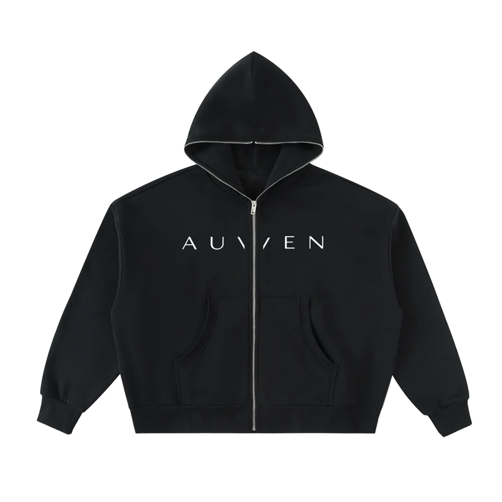 AUVEN Designer Full-Zip Boxy Hoodie
