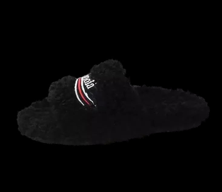 *alenciaga - Furry Faux Fur Slide Sandals